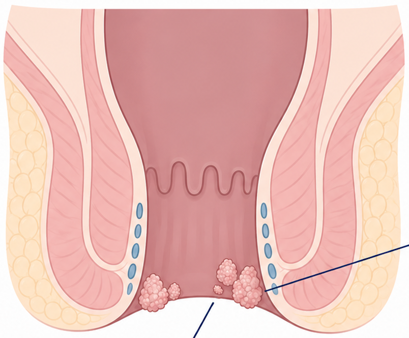 Ilustración condilomas anales VPH
