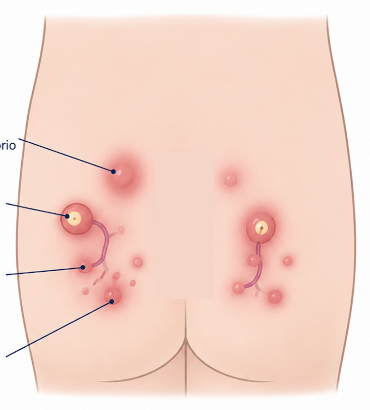 Ilustración hidradenitis perianal